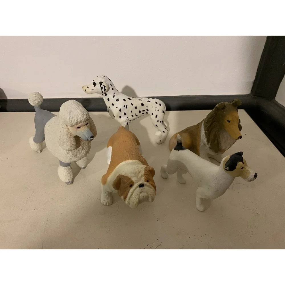 5 Vintage 1998 Pedigree Best In Show Poodle Bulldog Dalmatian PVC Dog Toy Figure